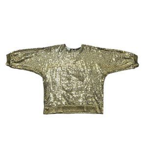 Vintage 80s Metallic Gold Disco Dot Top
